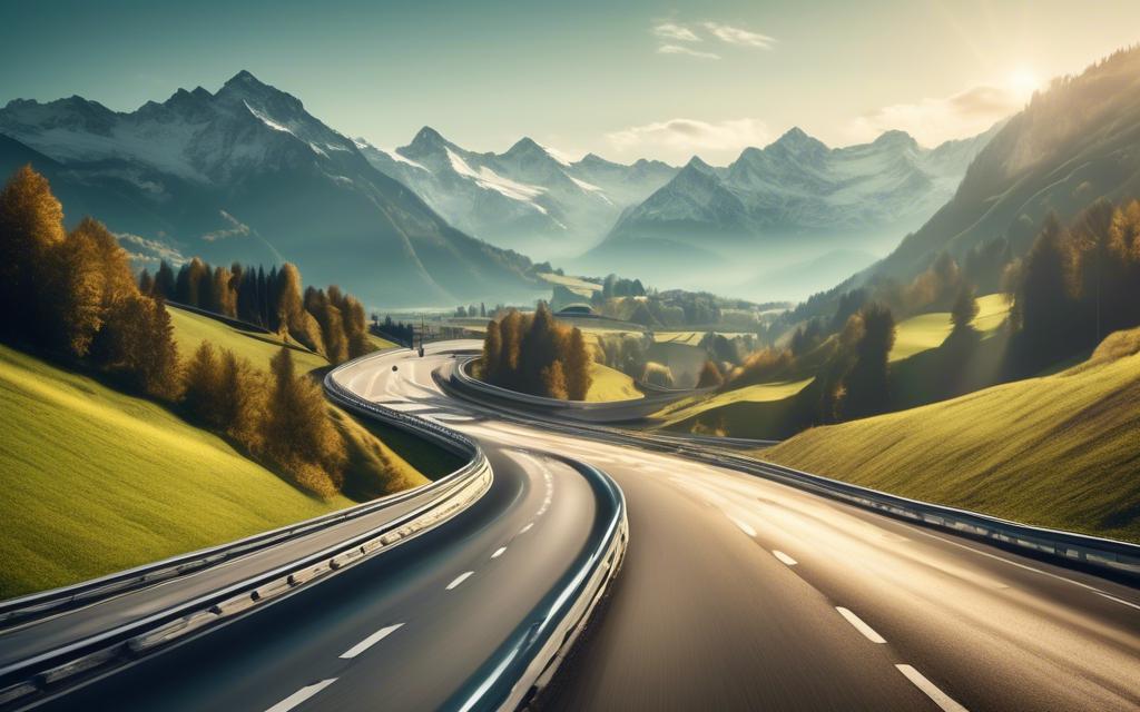 Schweizer Autobahn mit Bergpanorama im Hintergrund