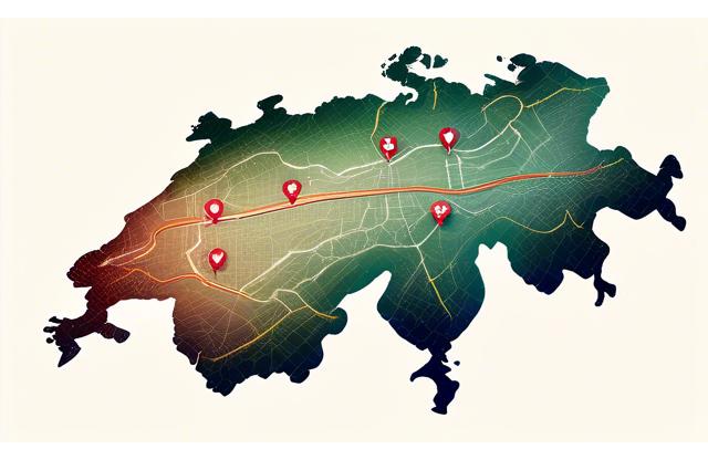 Karte der Schweiz, die Autobahnnetz hervorhebt